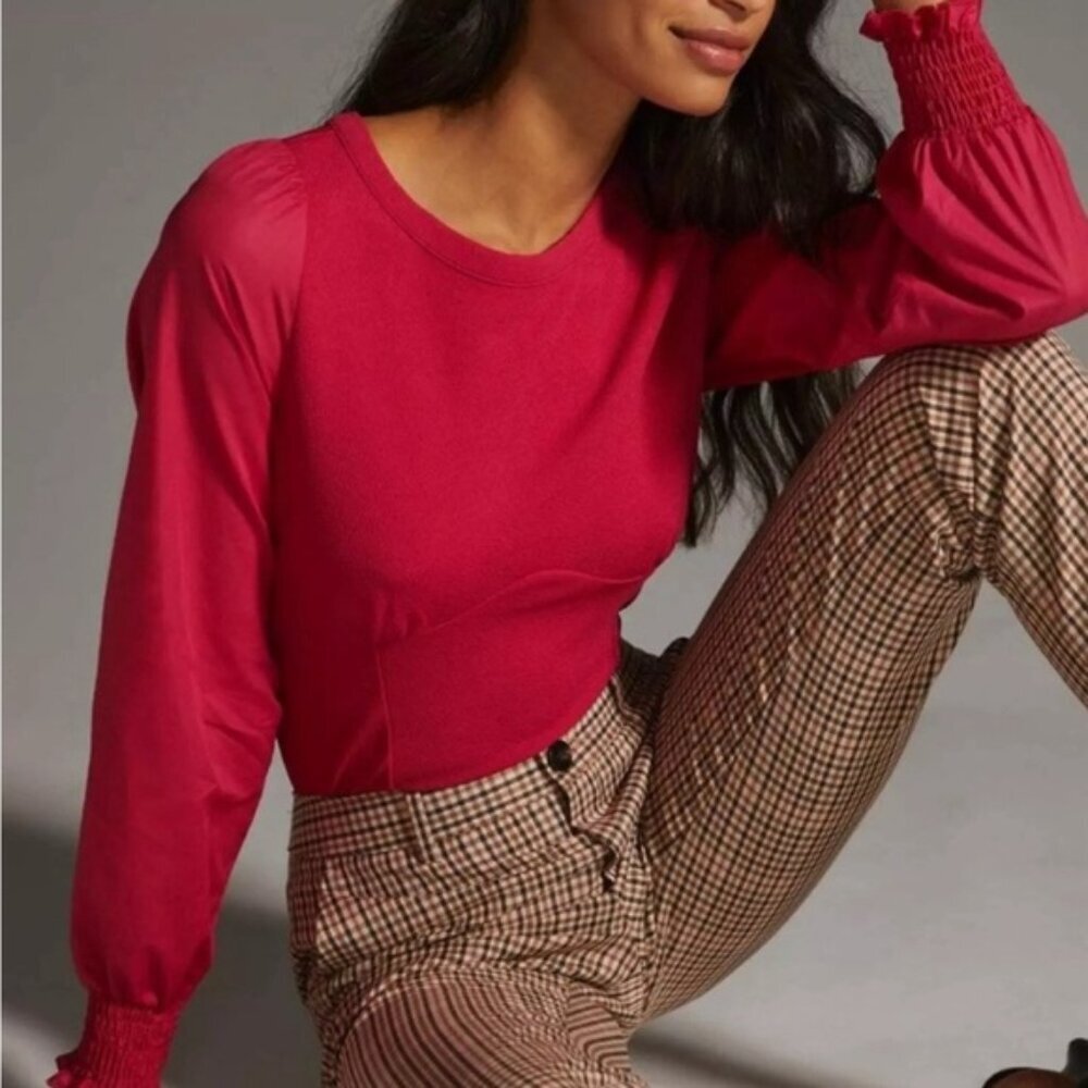 By Anthropologie Structured Long Sleeveโ Top Size SMALL
